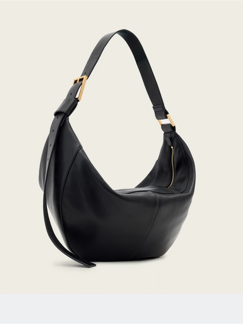 AllSaints LUNA Black Leather Slouchy Shoulder Bag Hobo All Saints